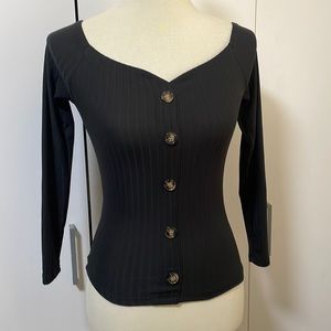 Rue21 * Black Ribbed Top * Size XS * Off Shoulder